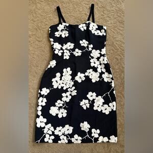 David Meister Black and White Floral Dress, Y2K, 90's, Mob wife, Romantic
